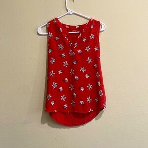 Floral Red Sleeveless Top
